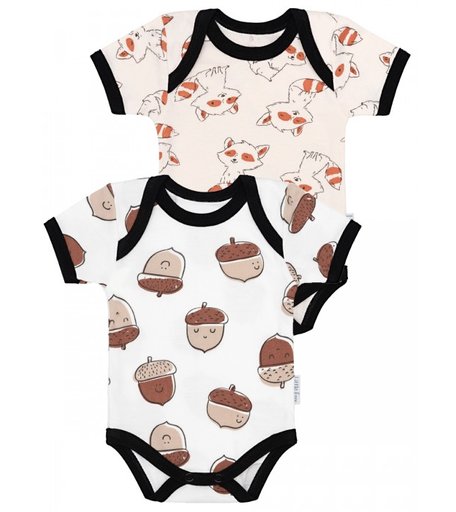 Little Fox Боди короткий рукав Limited Collection Еноты желуди 2 шт.