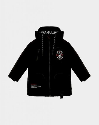 Куртка демисезонная черная с капюшоном Gulliver