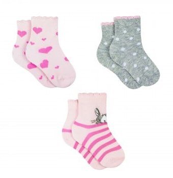Носки детские, 3 пары, розовый, серый