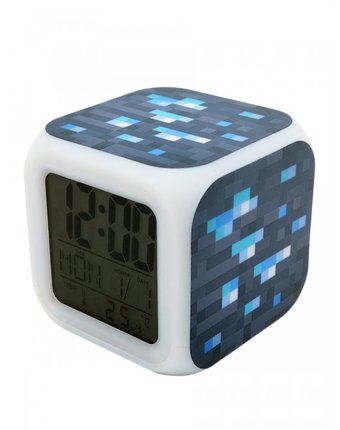 Часы Pixel Crew будильник Блок алмазной руды пиксельные с подсветкой