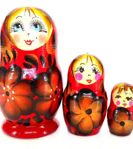 Матрешка Taowa Тройка цветочек темный