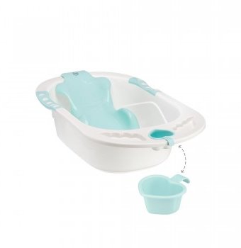 Миниатюра фотографии Ванночка с анатомической горкой happy baby bath comfort aquamarine