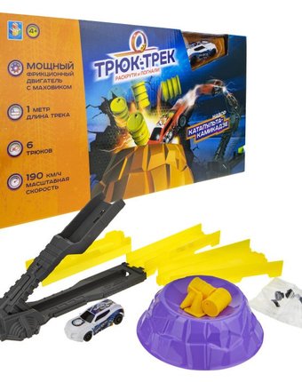 1 Toy Набор Трюк-трек Катапульта-камикадзе с машинкой и аксессуаром