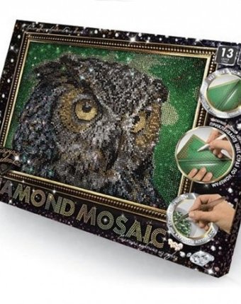 Миниатюра фотографии Danko toys набор креативного творчества diamond mosaic малый сова