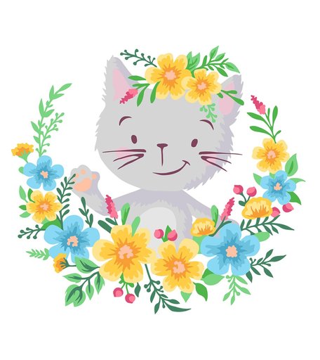 Набор для раскрашивания по номерам ФРЕЯ Котенок в цветах