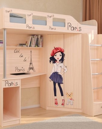 Подростковая кровать РВ-Мебель чердак Астра 7 Париж (дуб молочный)
