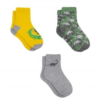 Носки детские, 3 пары, серый, зеленый, желтый