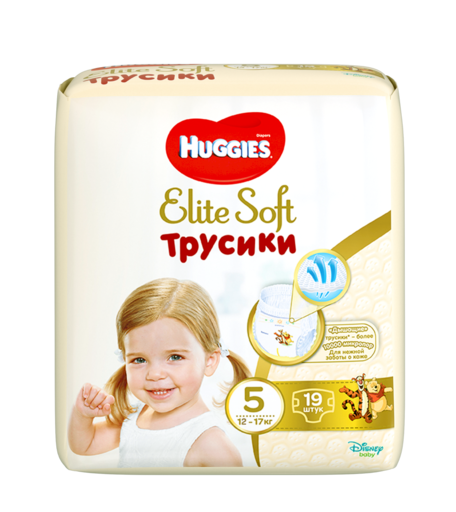 Трусики-подгузники Huggies Элит Софт 5 (12-17кг), 19 шт.