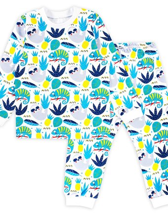 Миниатюра фотографии Пижама футболка/брюки веселый малыш хамелеон