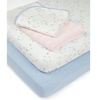 Миниатюра фотографии Простыни и одеяла, 2 шт., белый, голубой, розовый