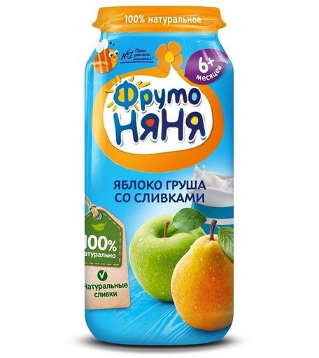 Пюре ФрутоНяня яблоко-груша, с 6 месяцев, 250 г