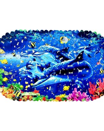 Коврик Aqua-Prime для ванны Дельфины, 67 х 36 см