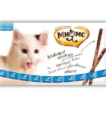 Миниатюра фотографии Мнямс лакомые палочки 13,5 см для кошек с лососем и форелью 10х5 г