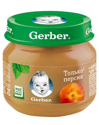 Пюре Gerber только персик, с 4 месяцев, 80 г