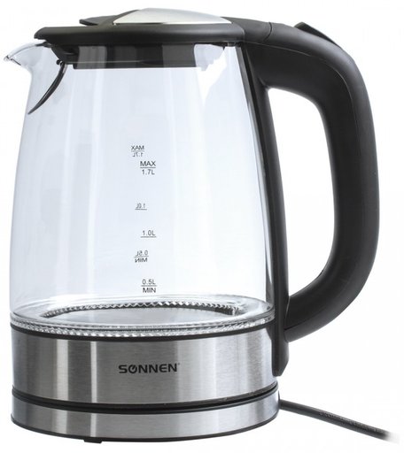 Sonnen Чайник KT-1788 стекло с подсветкой 1.7 л