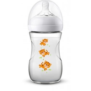 Бутылочка Philips Avent Natural медленный поток, 1 мес.+, 260 мл, с тигрятами