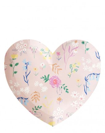 MeriMeri Тарелки в форме сердца Полевой цветок 194x181 мм 12 шт.