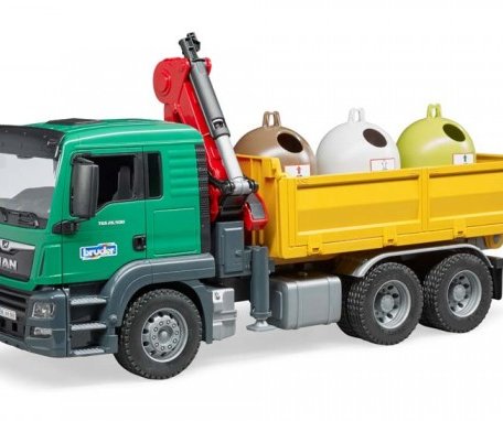 Bruder Самосвал MAN c 3 мусорными контейнерами