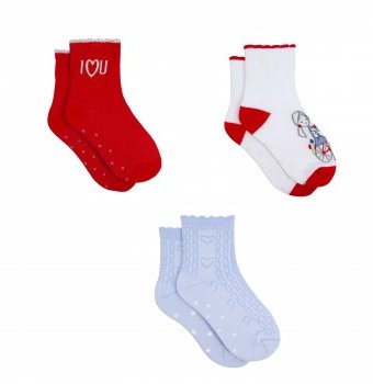 Носки детские, 3 пары, красный, белый, голубой