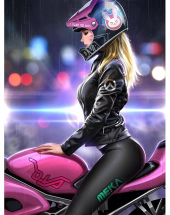 Котеин Картина по номерам Девушка на мотоцикле 30х30 см