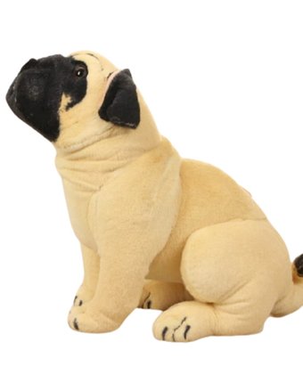 Миниатюра фотографии Мягкая игрушка super01 собака мопс 30 см цвет: бежевый
