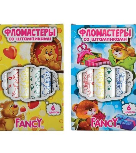 Набор фломастеров со штампиками Action Fancy 6 цв.