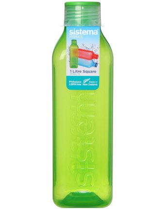 Миниатюра фотографии Sistema, бутылка квадратная 1л hydrate, зеленый