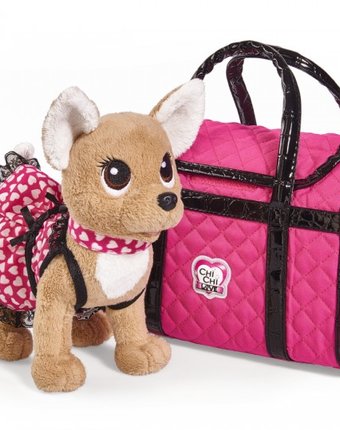 Мягкая игрушка Chi-Chi Love собачка Париж 2 в платье и с сумкой 20 см