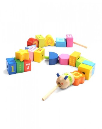 Миниатюра фотографии Деревянная игрушка topbright игровой набор шнуровка гусеница
