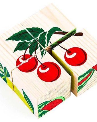 Миниатюра фотографии Кубики томик фрукты-ягоды (4 штуки)