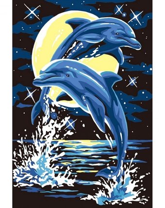Миниатюра фотографии Molly картина по номерам лунные дельфины 20х30 см