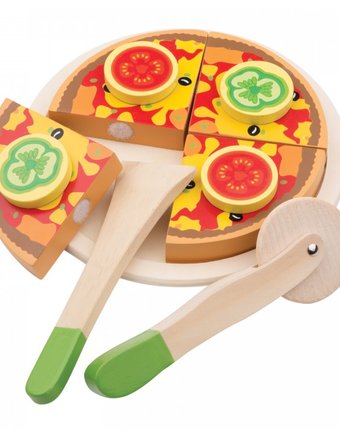 Миниатюра фотографии Деревянная игрушка new cassic toys пицца вегетарианская