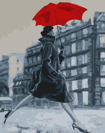 Molly Картина по номерам Девушка с красным зонтом 30х30 см