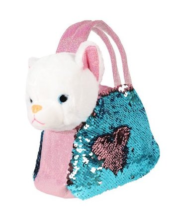 Миниатюра фотографии Мягкая игрушка fluffy family котенок 19 см в сумочке с пайетками