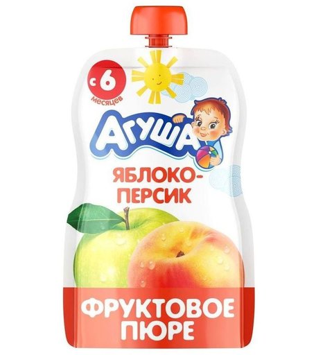 Пюре Агуша я сам яблоко-персик, 90 г, с 8 месяцев
