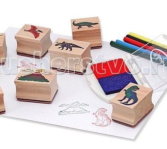 Миниатюра фотографии Деревянная игрушка melissa & doug творчество набор печатей динозавры