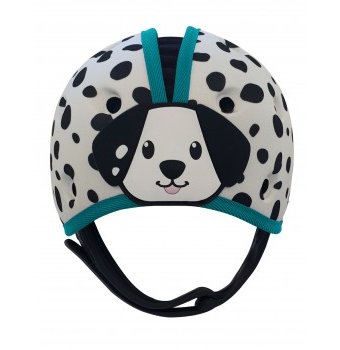 Миниатюра фотографии Мягкая шапка-шлем для защиты головы safeheadbaby  "далматин", белый с синим
