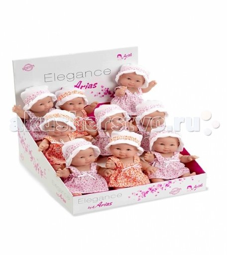 Arias Пупс Elegance в платье и чепчике 24 см