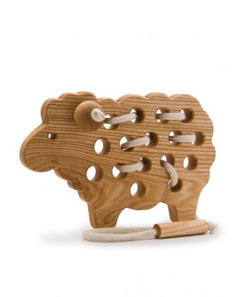 Миниатюра фотографии Деревянная игрушка rodent kids шнуровка овечка