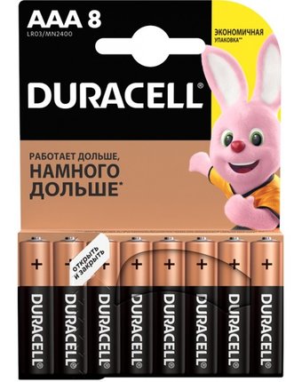 Миниатюра фотографии Duracell батарейка алкалиновая basic aaa (lr03) 8 шт.
