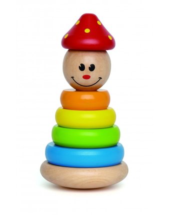 Миниатюра фотографии Деревянная игрушка hape яркая пирамидка клоун