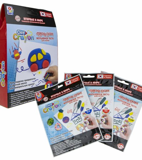 Тесто для лепки 1Toy Art Clay Crayon Машинка, 3 цвета