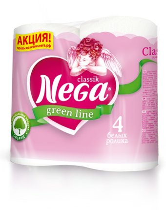 Туалетная бумага Nega 2-х слойная Classic, 4 шт
