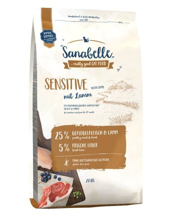 Сухой корм Sanabelle Sensitive для взрослых кошек с ягненком, 2 кг