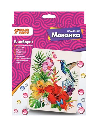 Миниатюра фотографии Алмазная мозаика color puppy тропические цветы