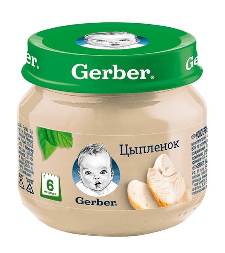 Пюре Gerber цыпленок, 80 г, с 6 месяцев