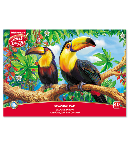 Альбом для рисования А4 40л ArtBerry на клею Экзотические птицы