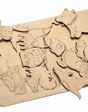 Миниатюра фотографии Деревянная игрушка bradex развивающий пазл-раскраска жители леса