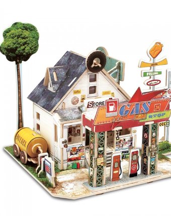 Миниатюра фотографии Rezark сборная модель домики америки автозаправочная станция