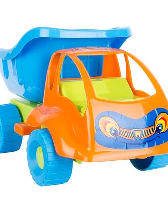 Миниатюра фотографии Автомобиль полесье муравей оранжевая кабина/синий кузов 29 см